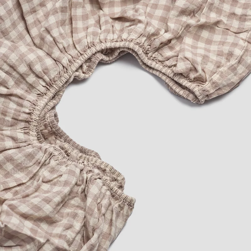 Twin - Size Sheet Sets with a Pillow ProtectorMushroom Gingham Linen Blend Fitted Sheet