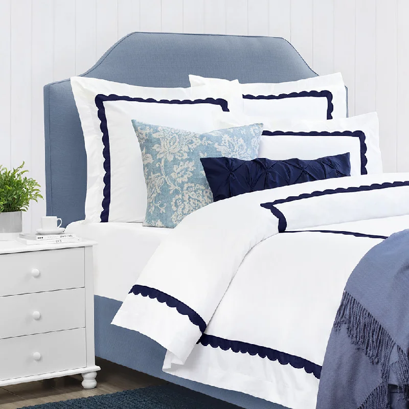 Mid - priced duvet covers with a good balance of quality and costCamellia Navy Scalloped Percale Duvet Cover Mid - priced duvet covers with a good balance of quality and costCamellia Navy Scalloped Percale Duvet Cover