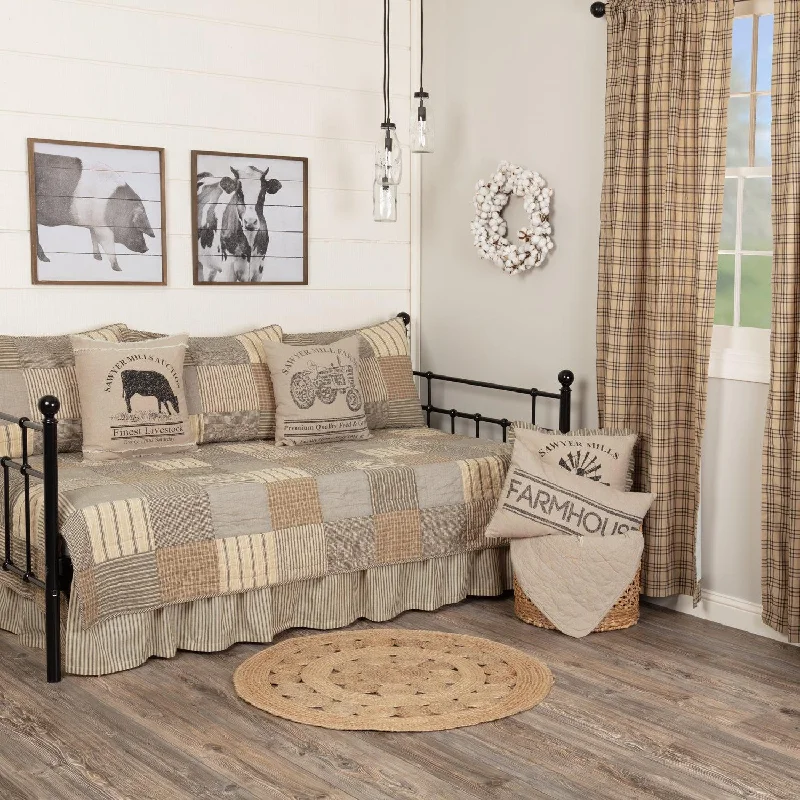 Bed skirts with a modern art - inspired printSawyer Mill Charcoal 5pc Daybed Quilt Set (1 Quilt, 1 Bed Skirt, 3 Standard Shams) Bed skirts with a modern art - inspired printSawyer Mill Charcoal 5pc Daybed Quilt Set (1 Quilt, 1 Bed Skirt, 3 Standard Shams)