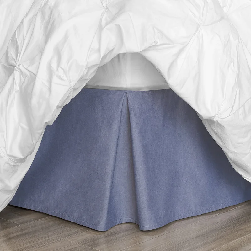 Bed skirts with a contemporary styleBlue Chambray Pleated Bed Skirt