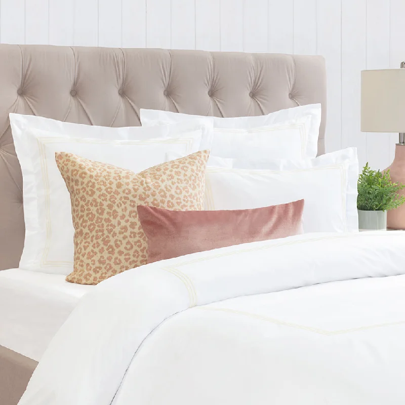 Solid - colored duvet covers in classic colors like white, black, and navy for a timeless lookOctavia Ivory Embroidered Percale Duvet Cover