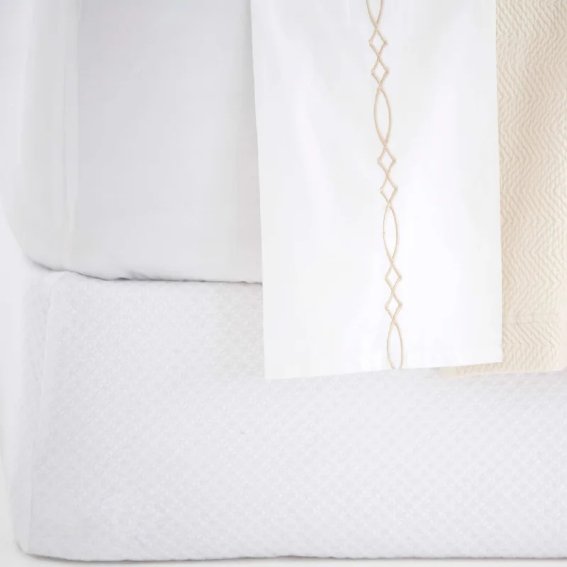 Bed skirts with a eco - friendly materialPine Cone Hill Petite Trellis White Matelasse Box Spring Cover