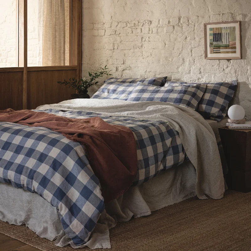 Children's - room duvet covers with fun and colorful designsBlueberry Emsworth Plaid Linen Blend Duvet Cover Children's - room duvet covers with fun and colorful designsBlueberry Emsworth Plaid Linen Blend Duvet Cover