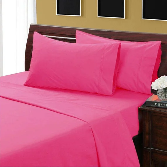Wrinkle - Free Polyester Sheets for a Low - Maintenance Bed21 Inch Deep Pocket Fitted Sheet Hot Pink Egyptian Cotton 1000TC Wrinkle - Free Polyester Sheets for a Low - Maintenance Bed21 Inch Deep Pocket Fitted Sheet Hot Pink Egyptian Cotton 1000TC