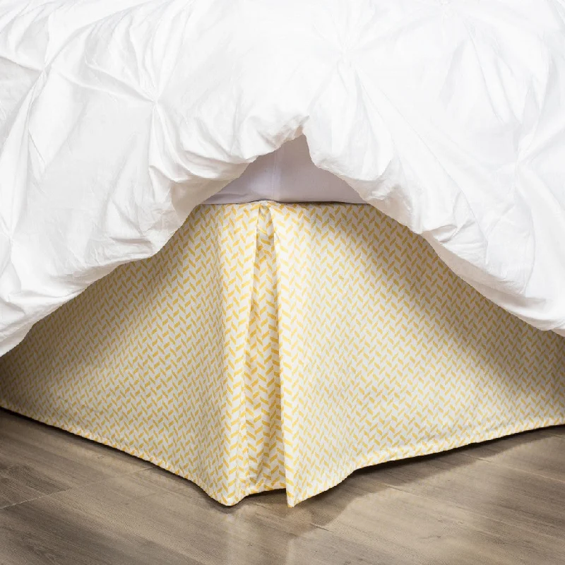 Bed skirts with a bohemian - inspired patternYellow Herringbone Bed Skirt