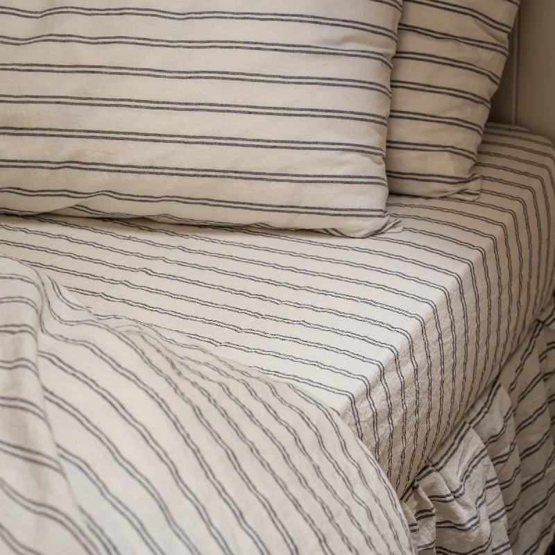 Rayon - Cotton Sheets for a Breathable and Soft BlendIvory Kemptown Stripe Linen Blend Fitted Sheet Rayon - Cotton Sheets for a Breathable and Soft BlendIvory Kemptown Stripe Linen Blend Fitted Sheet