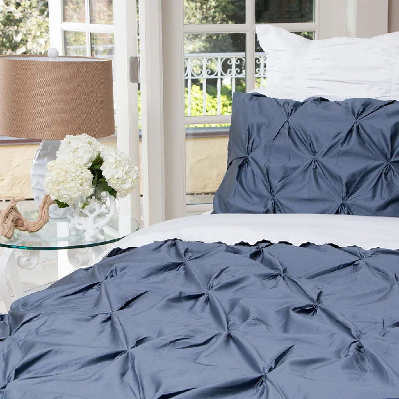 Velvet duvet covers for a plush and cozy lookSlate Blue Valencia Pintuck Duvet Cover