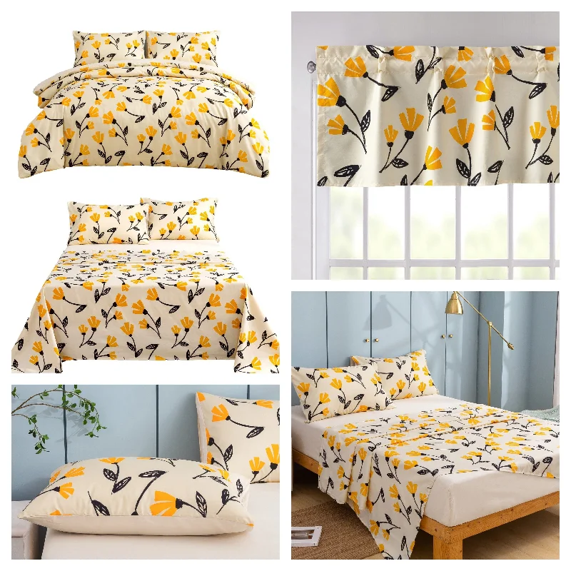 Moisture - wicking duvet covers to prevent night sweatsDaDa Bedding Yellow Fleur Golden Orange Botanical Ivory Duvet Cover & Fitted Flat Bed Sheets Set w/ Pillow Cases Window Valances (18112) Moisture - wicking duvet covers to prevent night sweatsDaDa Bedding Yellow Fleur Golden Orange Botanical Ivory Duvet Cover & Fitted Flat Bed Sheets Set w/ Pillow Cases Window Valances (18112)