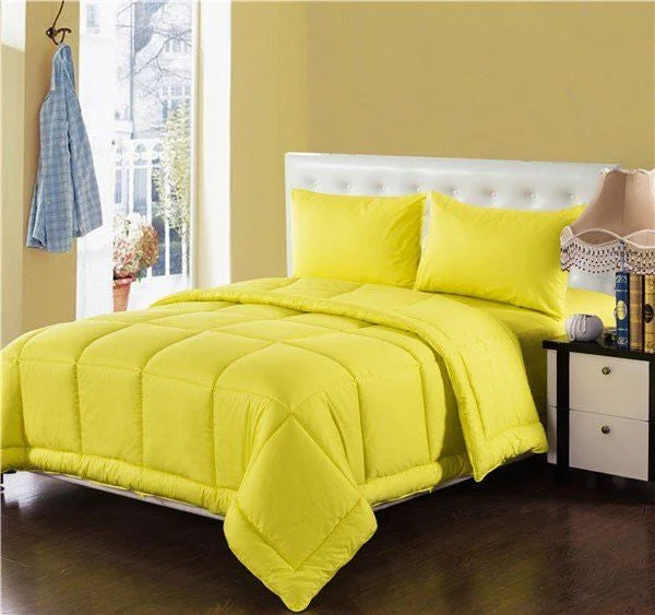 Synthetic - filled comforters like polyester for affordability and hypoallergenic propertiesTache Cotton Baffle Box Stitched Sunny Yellow Comforter Set Synthetic - filled comforters like polyester for affordability and hypoallergenic propertiesTache Cotton Baffle Box Stitched Sunny Yellow Comforter Set