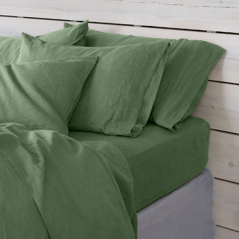 Hypoallergenic Silk Sheets for Sensitive SleepersElm Green Linen Blend Fitted Sheet