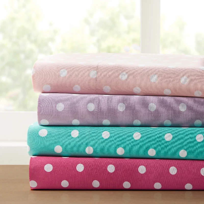 Queen - Size Sheet Sets with a European Pillowcase SetIntelligent Design Polka Dot Printed 100% Cotton Sheet Set Queen - Size Sheet Sets with a European Pillowcase SetIntelligent Design Polka Dot Printed 100% Cotton Sheet Set