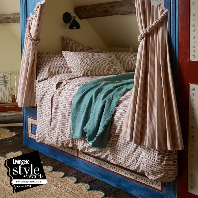 Anti - Pill Microfiber Sheets for a Smooth AppearanceWarm Clay Somerley Stripe Linen Blend Flat Sheet Anti - Pill Microfiber Sheets for a Smooth AppearanceWarm Clay Somerley Stripe Linen Blend Flat Sheet