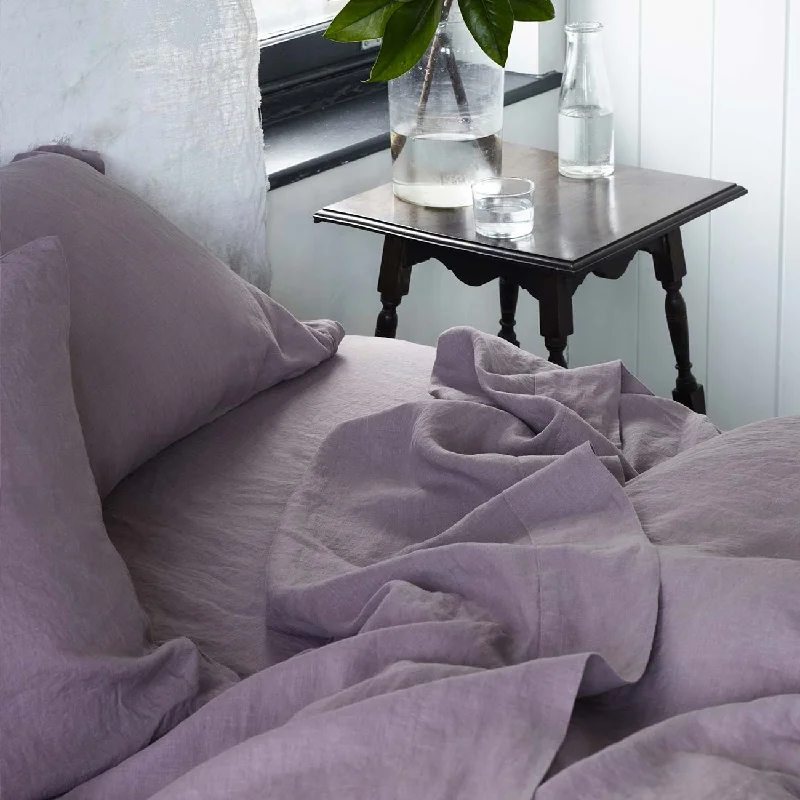 King - Size Sheet Sets with a Decorative Pillow SetElderberry 100% Linen Flat Sheet