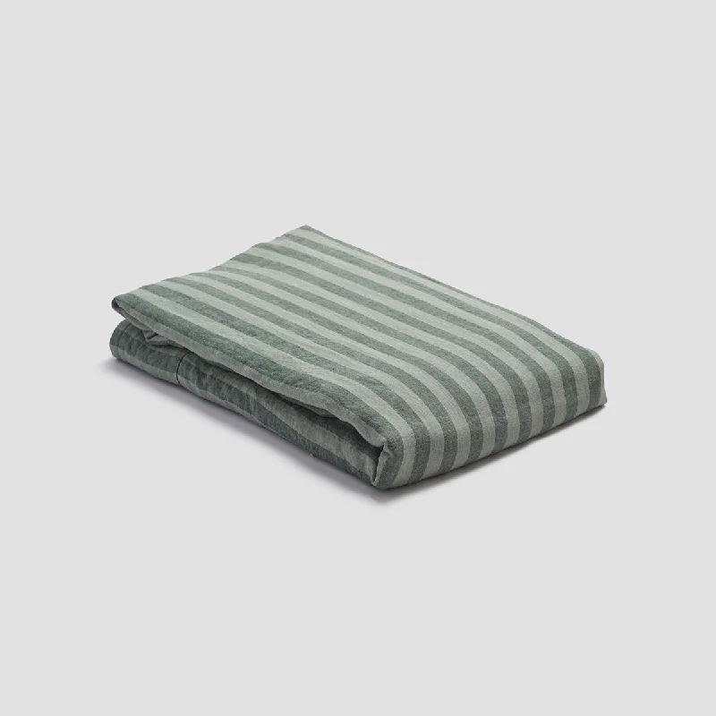 Wrinkle - Free Polyester Sheets for a Low - Maintenance BedPine Green Pembroke Stripe 100% Linen Flat Sheet Wrinkle - Free Polyester Sheets for a Low - Maintenance BedPine Green Pembroke Stripe 100% Linen Flat Sheet