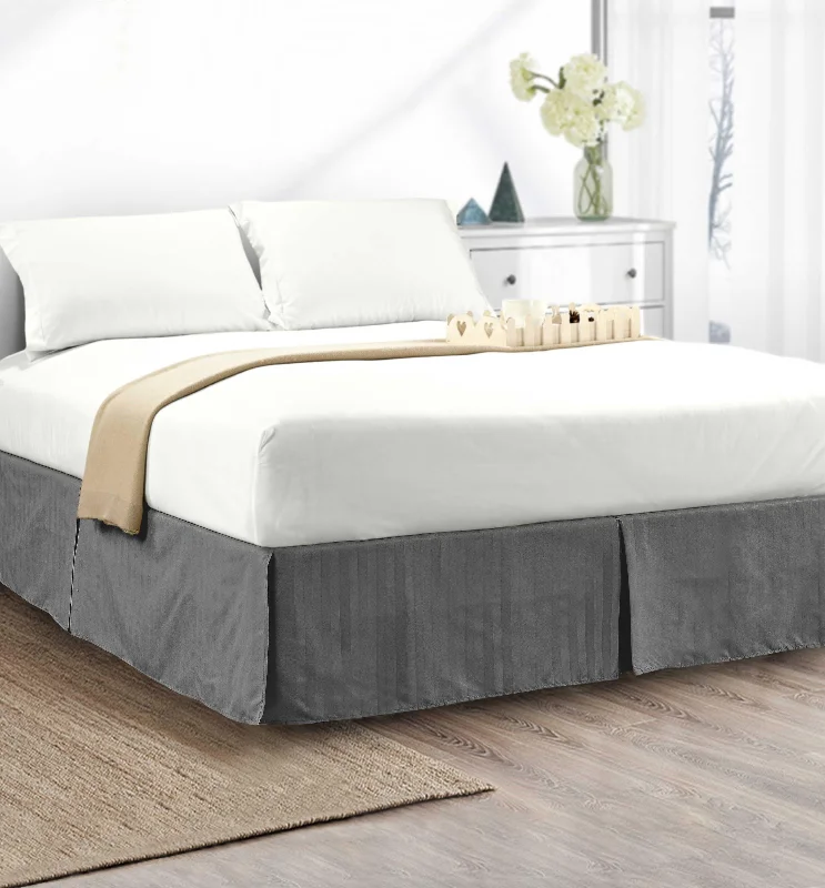 Bed skirts with a retro - style patternElegant Comfort 1-Piece Stripe Bed Skirt - 14 inch Drop Bed skirts with a retro - style patternElegant Comfort 1-Piece Stripe Bed Skirt - 14 inch Drop