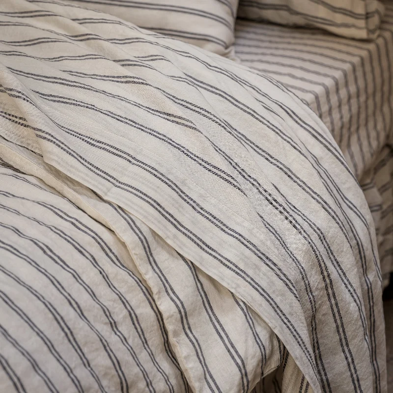 Fitted Sheets with Reinforced Corners for Long - Lasting UseIvory Kemptown Stripe Linen Blend Flat Sheet Fitted Sheets with Reinforced Corners for Long - Lasting UseIvory Kemptown Stripe Linen Blend Flat Sheet