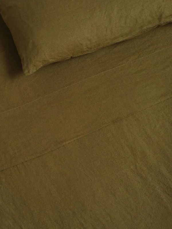 Flat Sheets with a High - Quality Finish for a Luxurious Look100% Linen Flat Sheet in Olive Flat Sheets with a High - Quality Finish for a Luxurious Look100% Linen Flat Sheet in Olive