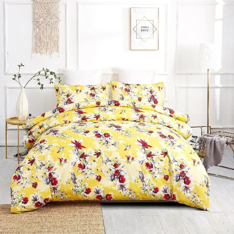 High - end luxury duvet covers for a top - tier sleep experienceDaDa Bedding Sunshine Yellow Hummingbirds Floral Duvet Cover Set w/ Pillow Cases (JHW-925) High - end luxury duvet covers for a top - tier sleep experienceDaDa Bedding Sunshine Yellow Hummingbirds Floral Duvet Cover Set w/ Pillow Cases (JHW-925)
