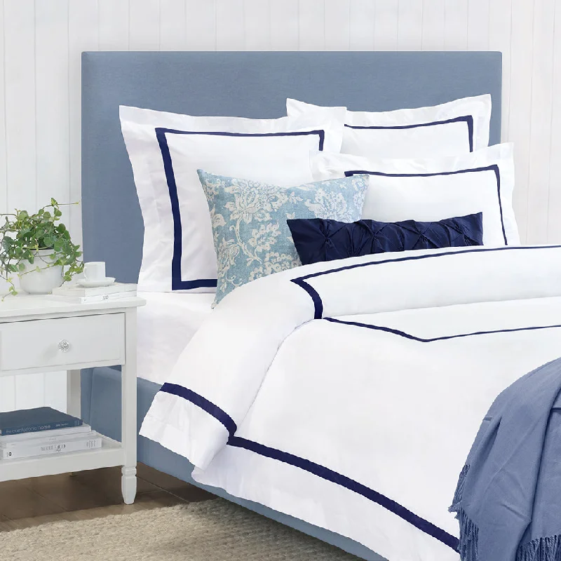 Duvet covers that work well with memory - foam mattresses for added comfortBella Navy Framed Percale Duvet Cover Duvet covers that work well with memory - foam mattresses for added comfortBella Navy Framed Percale Duvet Cover