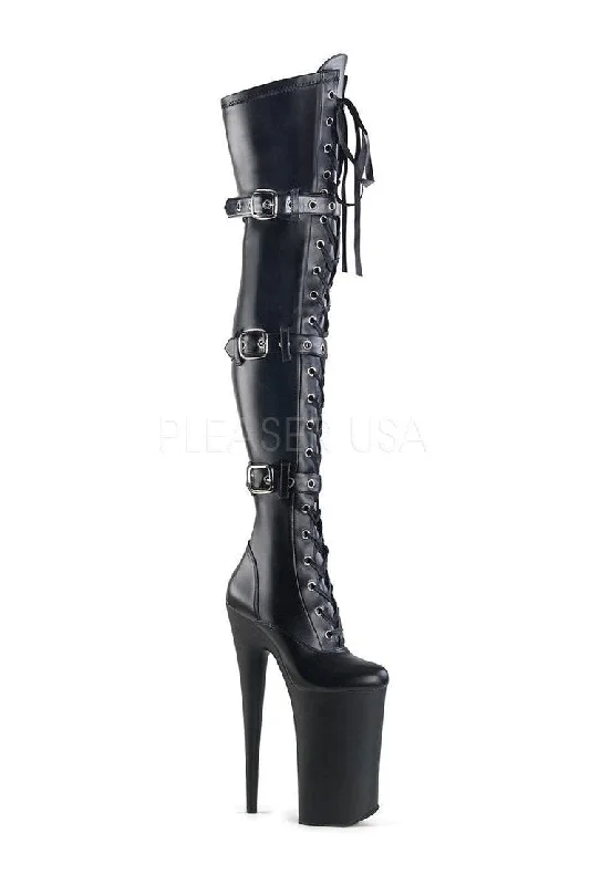 BEYOND-3028 Platform Boot  | Black Faux Leather