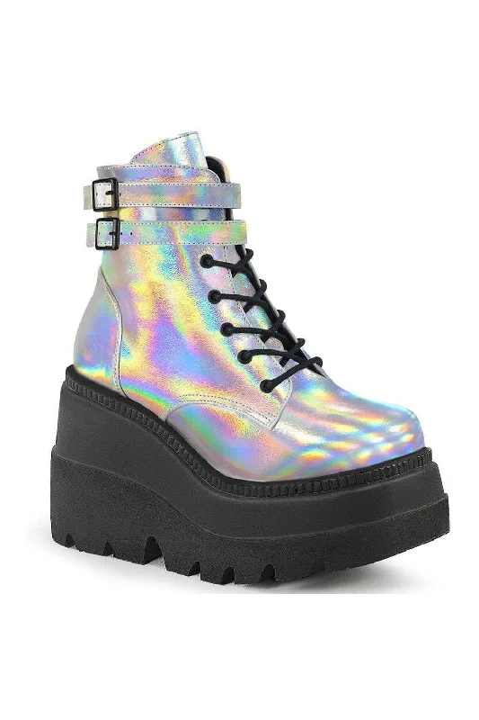 SHAKER-52 Ankle Boot | Hologram Faux Leather