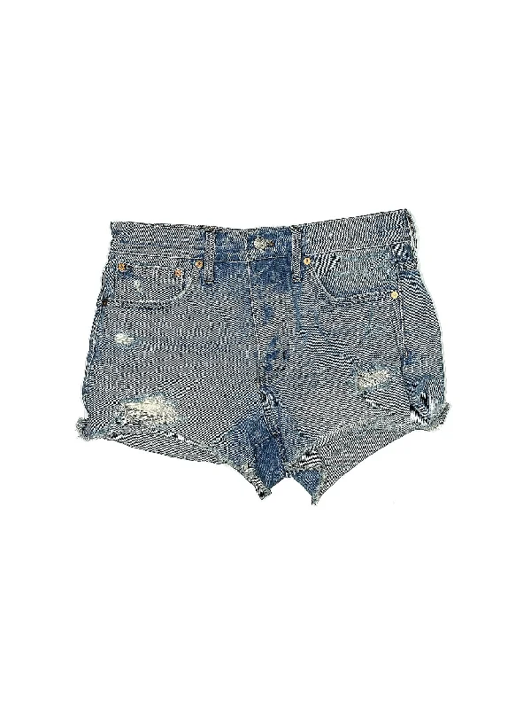 High-Rise Denim Shorts in Light Wash