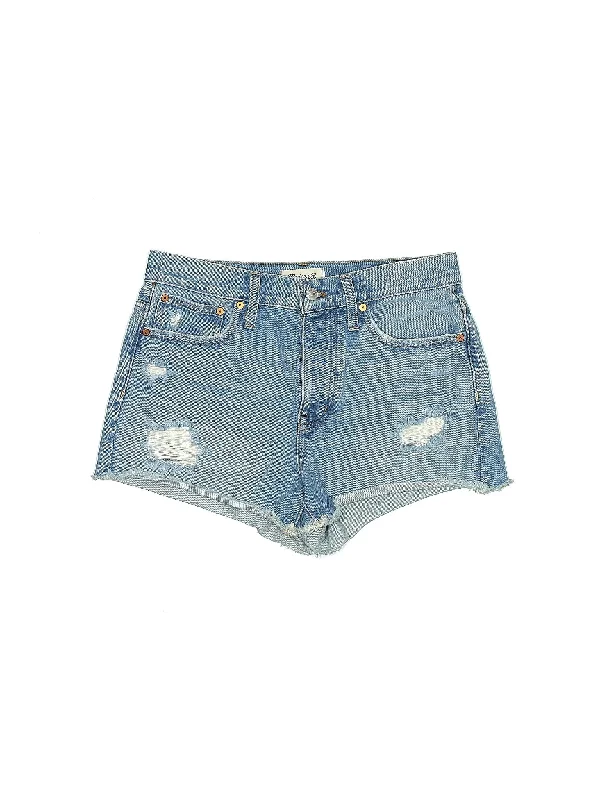 Mid-Rise Denim Shorts in Light Wash