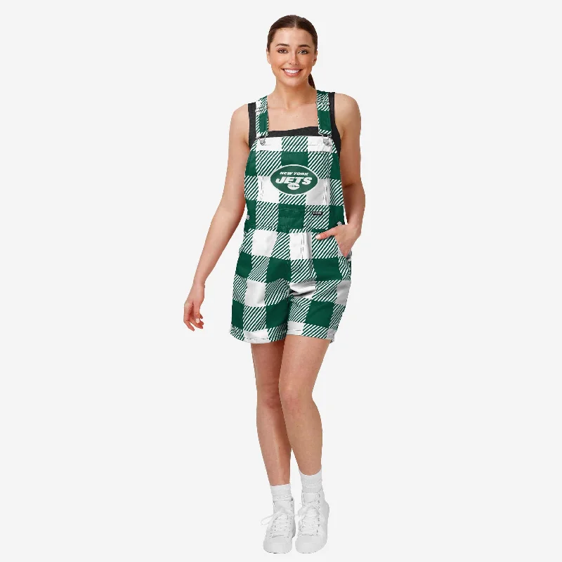 New York Jets Womens Plaid Bib Shortalls