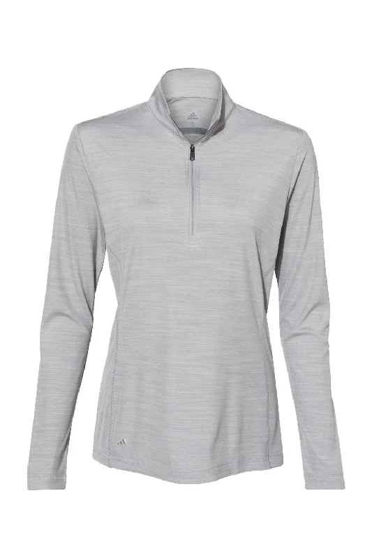 Adidas Womens Moisture Wicking 1/4 Zip Sweatshirt - Mid Grey Melange - NEW