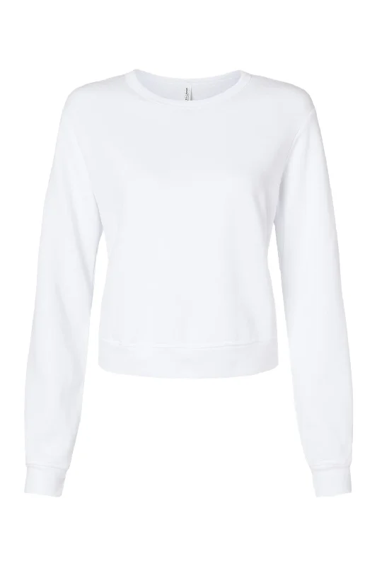 Bella + Canvas Womens Sponge Fleece Classic Crewneck Sweatshirt - White - NEW