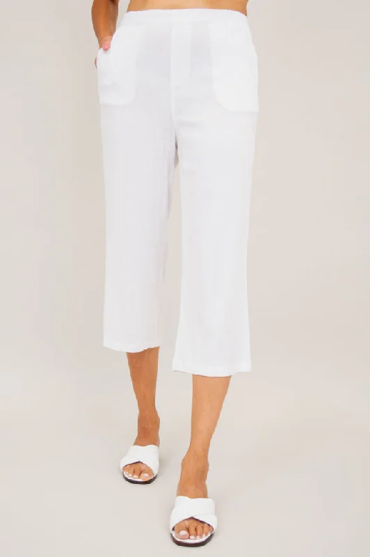 Bella Capri Pant, White, Linen Bamboo