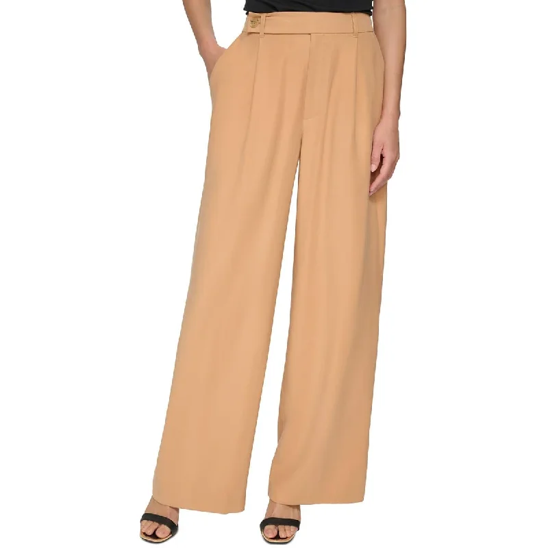 Womens High Rise Pleated Wide Leg Pants