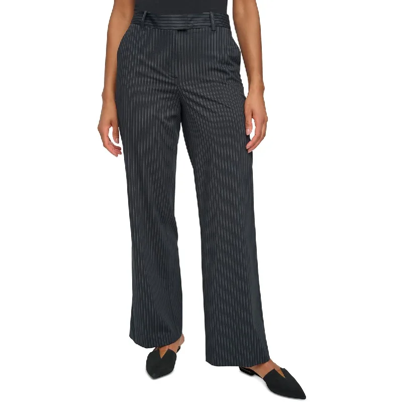 Womens High Rise Pinstripe Wide Leg Pants