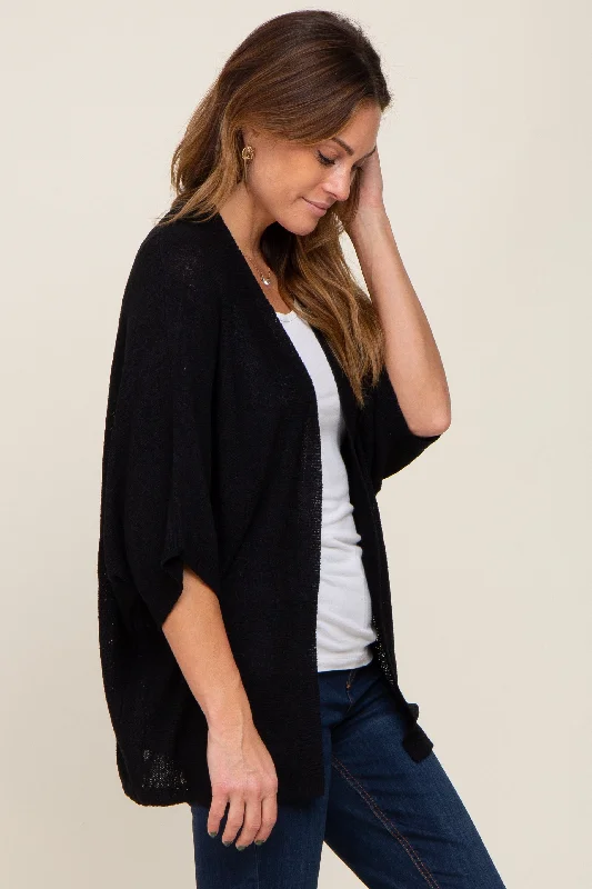 Black Dolman Short Sleeve Cardigan