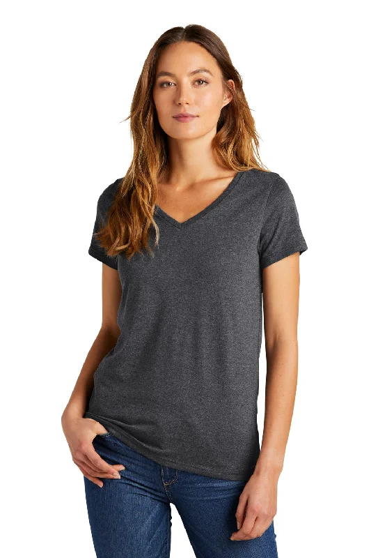 District Womens The Concert Short Sleeve V-Neck T-Shirt - Heather Charcoal Grey