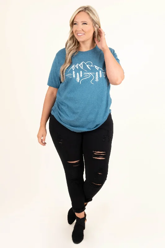 Exploring Nature Tee, Heather Deep Teal