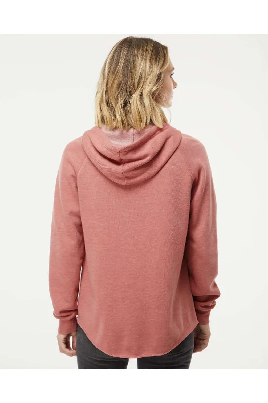 Independent Trading Co. Womens California Wave Wash Full Zip Hooded Sweatshirt Hoodie - Dusty Rose - NEW