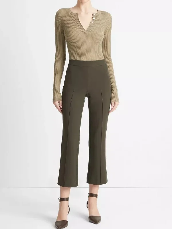 Mid-Rise Pintuck Crop Flare Pant