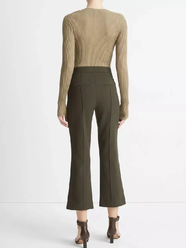 Mid-Rise Pintuck Crop Flare Pant