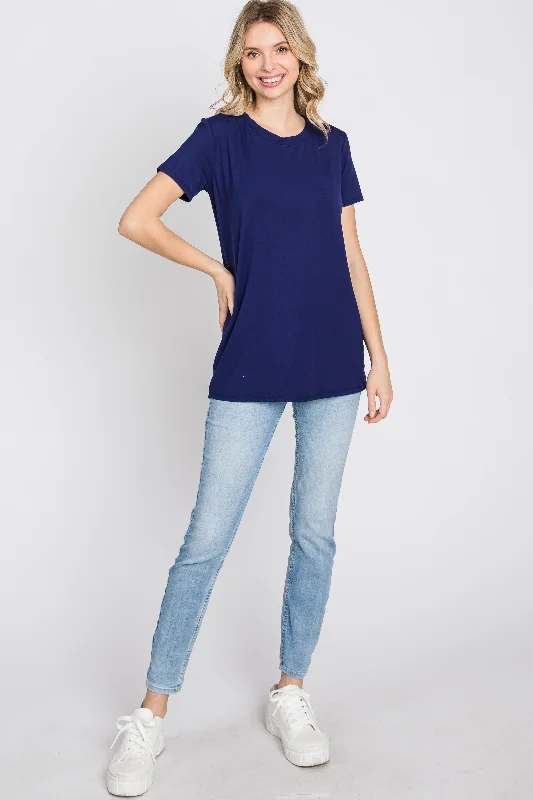 Navy Basic Short Sleeve Top