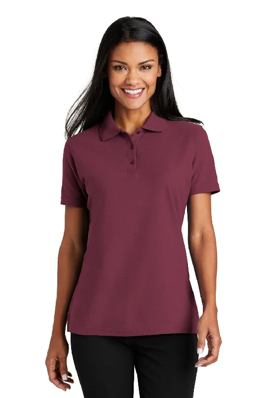 Port Authority Womens Moisture Wicking Short Sleeve Polo Shirt - Burgundy - Closeout