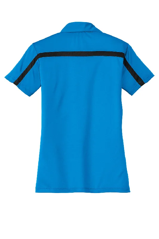 Port Authority Womens Silk Touch Performance Moisture Wicking Short Sleeve Polo Shirt - Brilliant Blue/Black