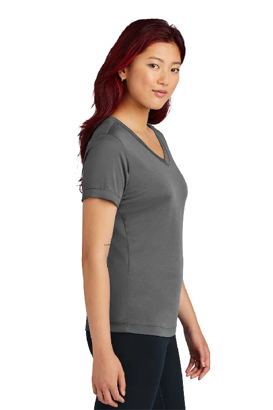 Sport-Tek Womens Competitor Moisture Wicking Short Sleeve V-Neck T-Shirt - Iron Grey