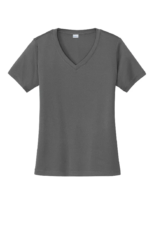 Sport-Tek Womens Competitor Moisture Wicking Short Sleeve V-Neck T-Shirt - Iron Grey