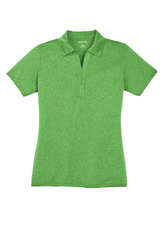 Sport-Tek Womens Heather Contender Moisture Wicking Short Sleeve Polo Shirt - Heather Turf Green