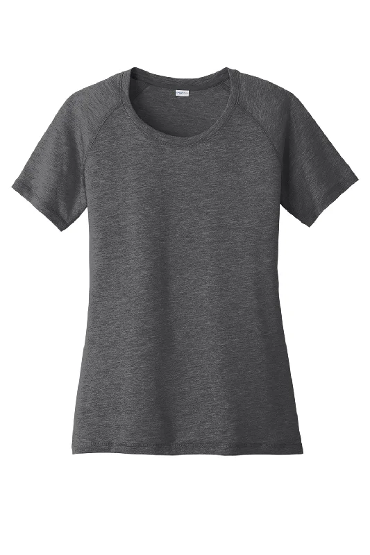 Sport-Tek Womens Moisture Wicking Short Sleeve Scoop Neck T-Shirt - Heather Dark Grey