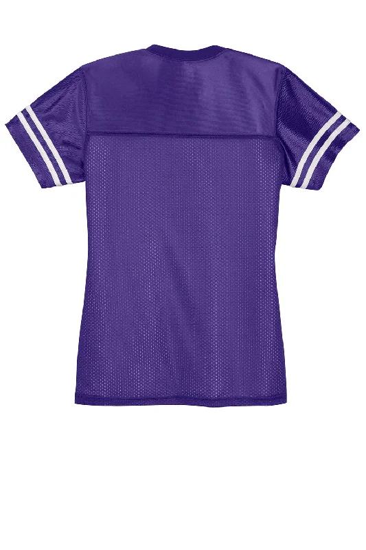 Sport-Tek Womens Short Sleeve V-Neck T-Shirt - Purple/White