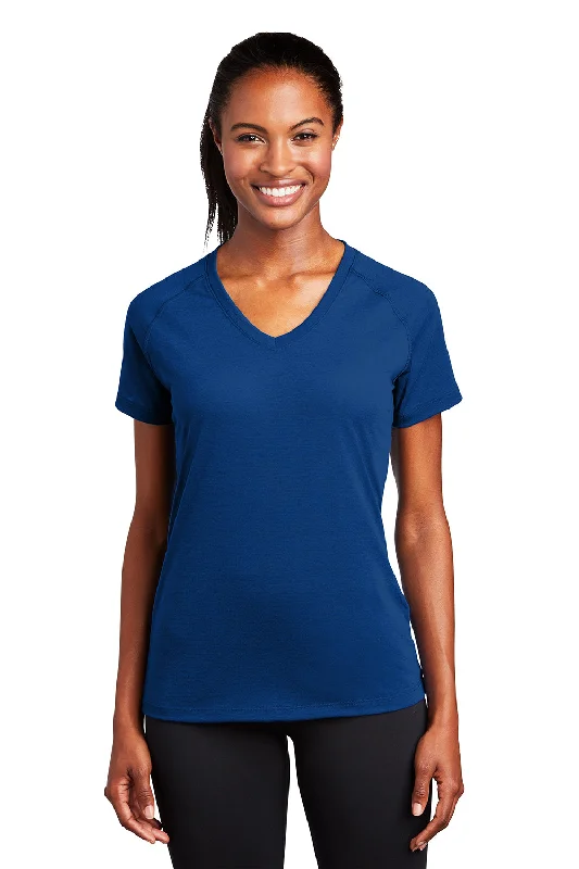 Sport-Tek Womens Ultimate Performance Moisture Wicking Short Sleeve V-Neck T-Shirt - True Royal Blue