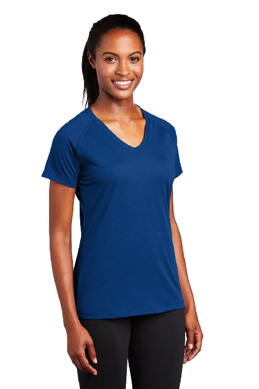 Sport-Tek Womens Ultimate Performance Moisture Wicking Short Sleeve V-Neck T-Shirt - True Royal Blue