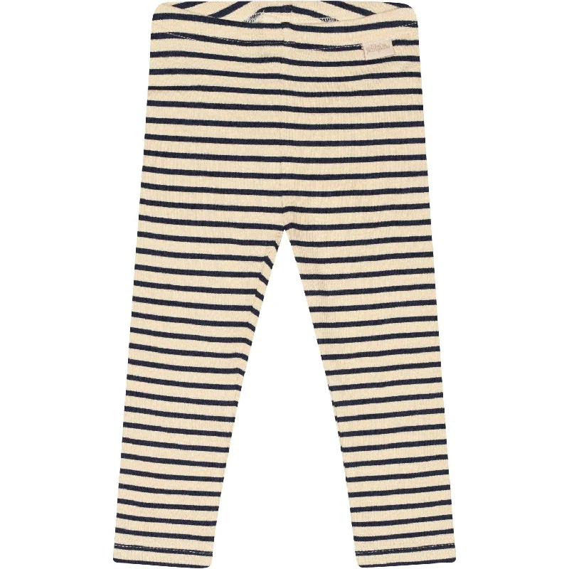 Petit Piao Indigo Plum/Dark Off White Leggings Modal Striped